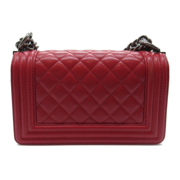 Chanel Lambskin Chain Shoulder Red  Boy Bag - Picture 1 of 10
